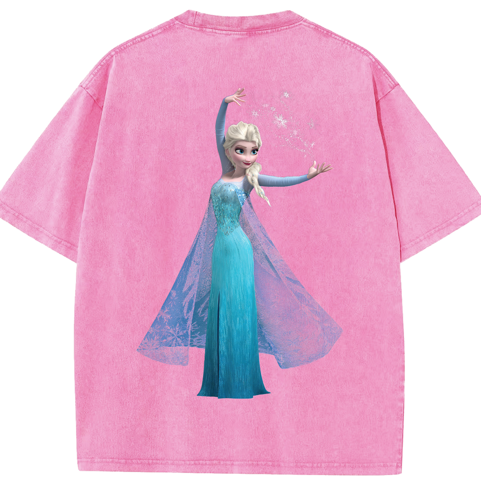 （画像用） アナと雪の女王 アンナ エルサ Frozen Anna Elsa 綿100% ヴィンテージ風 半袖Tシャツ（背面プリント）